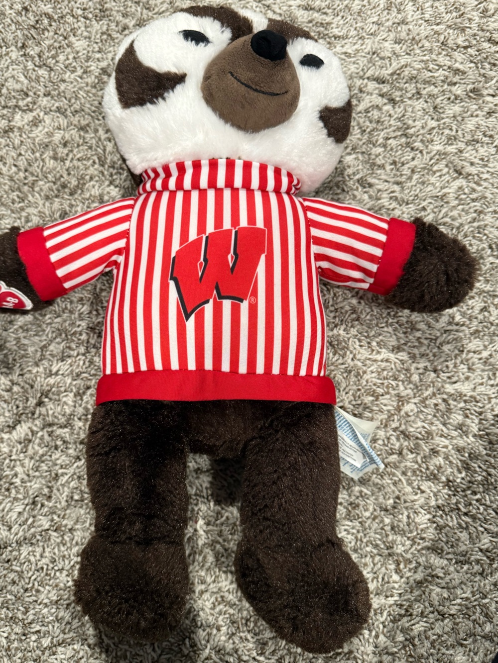Build-A-Bear Brown Plush with Red & White Striped Fabric
